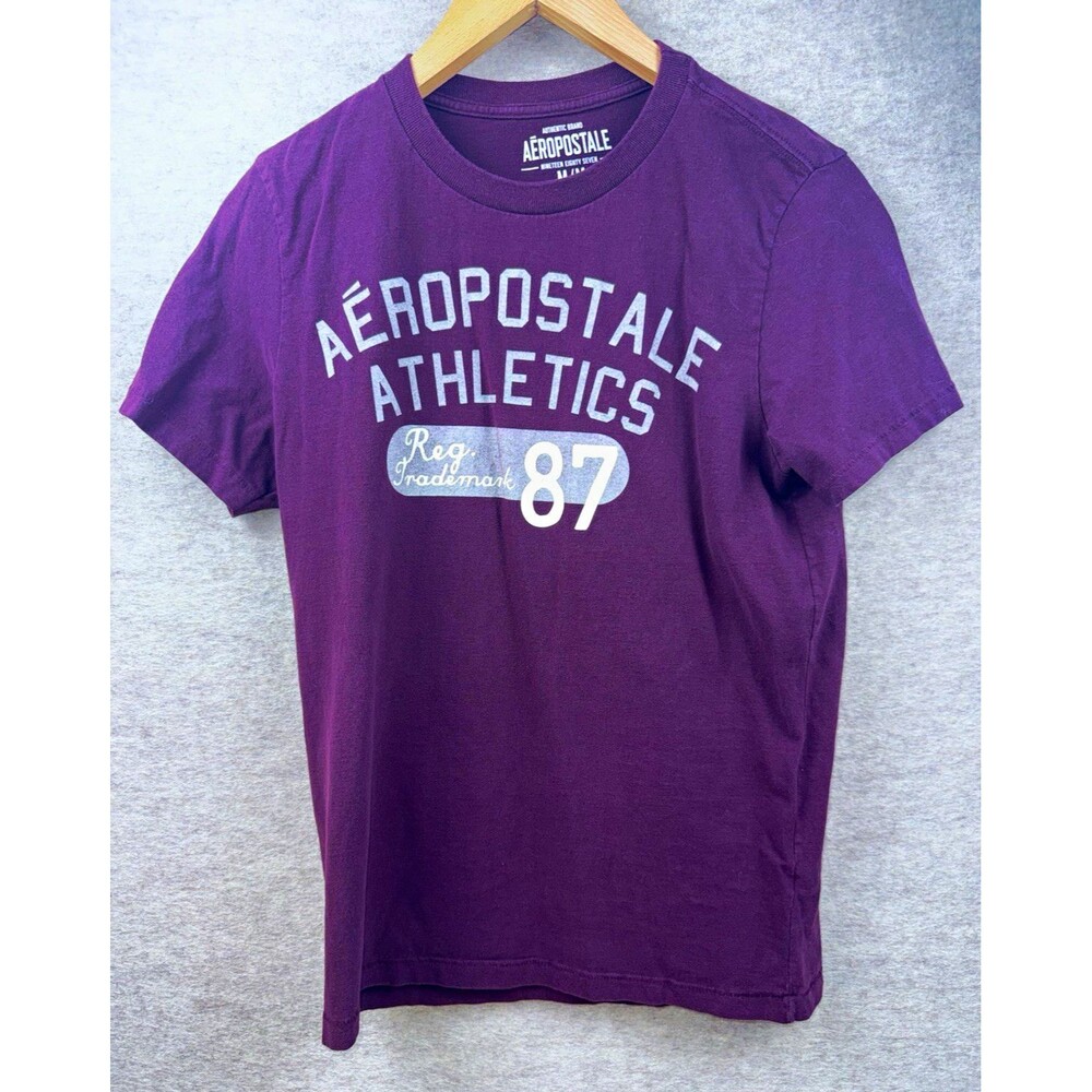 Aéropostale Mens Maroon Athletics 87 Graphic Print Crew Neck T-Shirt Size M